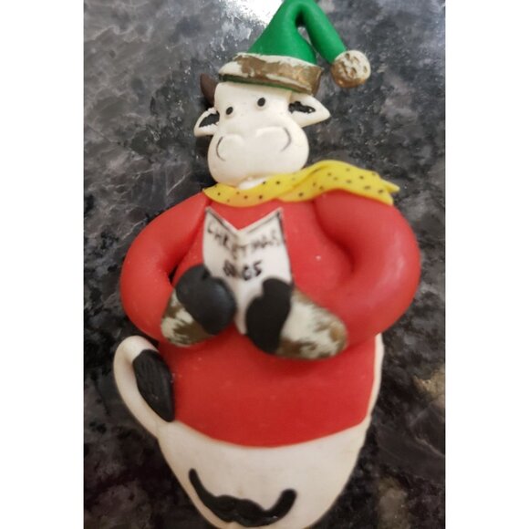 Vintage Christmas Brooch Pin Lot of 5 Santa, ear Tree, Dangeling Cow - Picture 8 of 15